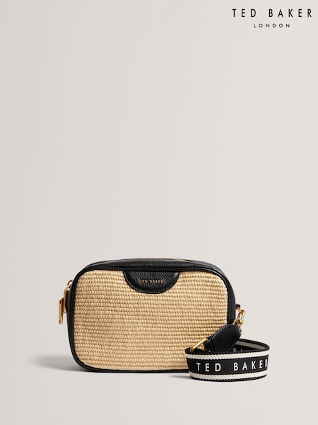 Ted Baker Black Bardas Webbing Faux Raffia Camera Cross-Body Bag (F53149) | £129