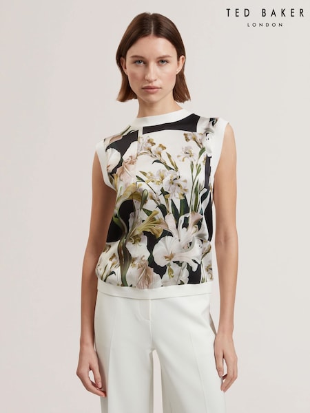 Ted Baker White Liilea-Printed Woven Front Tank Top (F53154) | £99