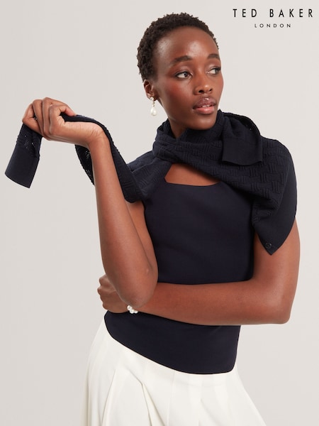 Ted Baker Navy Binkkii Square Neck Knit Top (F53181) | £75
