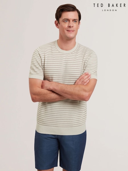 Ted Baker Cream Lain 100% Cotton Textured T-Shirt (F53186) | £79