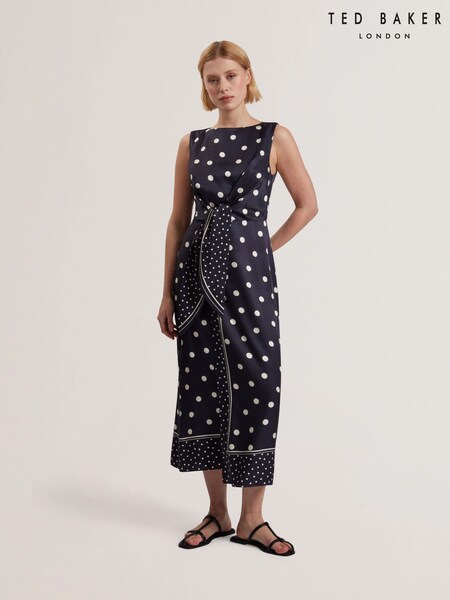 Ted Baker Blue Malmoa-Knot Detail Wrap Over Midi Dress (F53187) | £81