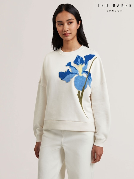 Ted Baker White Sanderr Graphic 100% Cotton Sweater (F53201) | £99