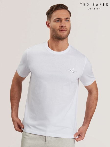 Ted Baker White Tebars-SS Branded Script 100% Cotton T-Shirt (F53215) | £55