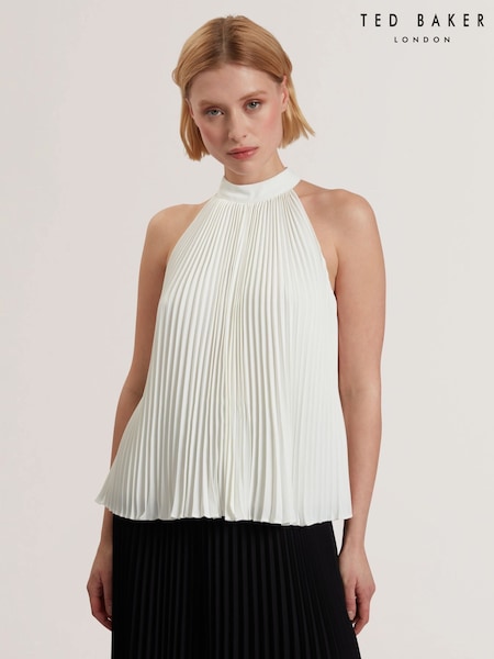 Ted Baker White Mamiia Super Pleated Sleeveless Top (F53254) | £129