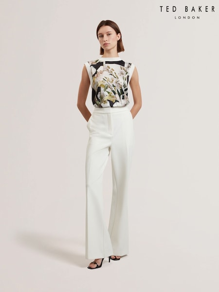 Ted Baker White Indriv-High Waisted Flare Trousers (F53284) | £129