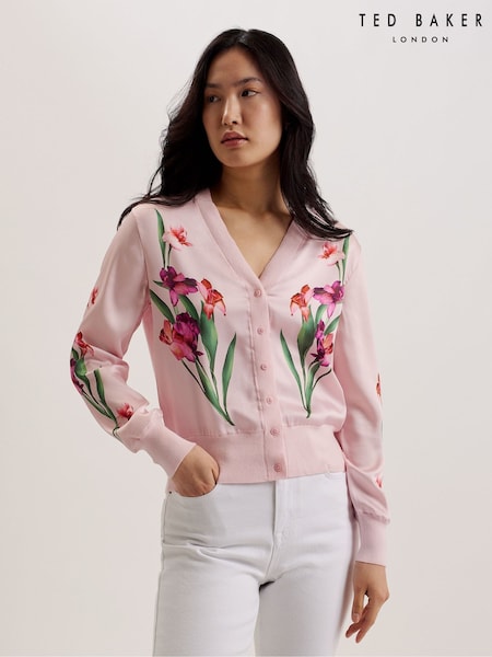 Ted Baker Pink Meralll Woven Front Printed Cardigan (F53300) | £110