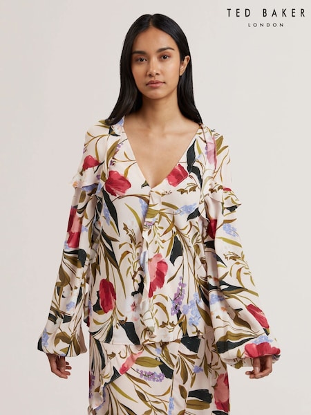 Ted Baker Pink Minasa Frill Detail Long Sleeve Blouse (F53301) | £139