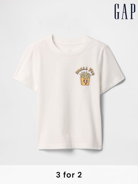 Gap White Fries Short Sleeve Graphic T-Shirt (6mths-5yrs) (F53469) | £10