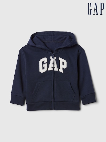 Gap Navy Blue Zip Up Logo Zip Up Hoodie (6mths-5yrs) (F53492) | £20