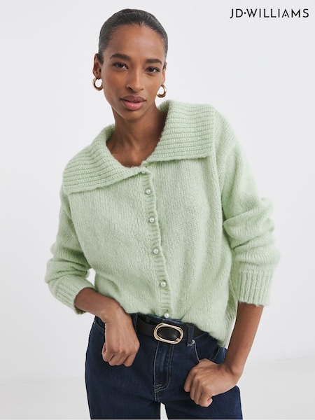 JD Williams Pistachio Green Statement Collar Cardigan (F53508) | £34
