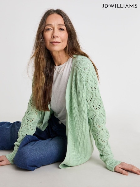 JD Williams Green Edge to Edge Stitch Sleeve Cardigan' (F53513) | £30