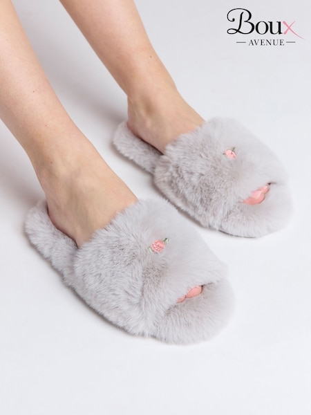 Boux Avenue Grey Cosy Rosebud Slider Slippers (F53581) | £18