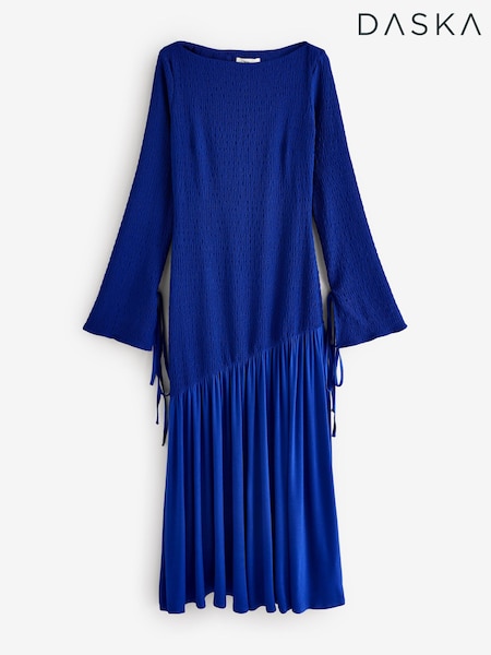 Daska Blue Meissa Maxi Dress With Long Sleeve And Textured Contrast Detail (F53616) | £100