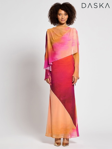 Daska Yellow Ali Maxi Dress With Long Sleeves And Front Wrap Detail (F53623) | £110