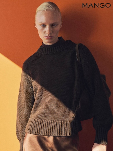 Mango Chocolate Brown Chunky Knit Sweater (F53724) | £50