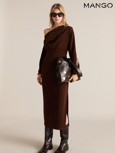 Mango Chocolate Brown Asymmetric Maxi Dress (F53726) | £60