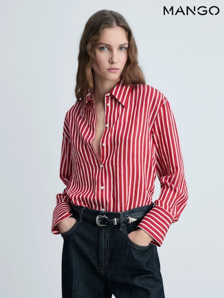 Mango Red Striped Straight Shirt (F53729) | £36