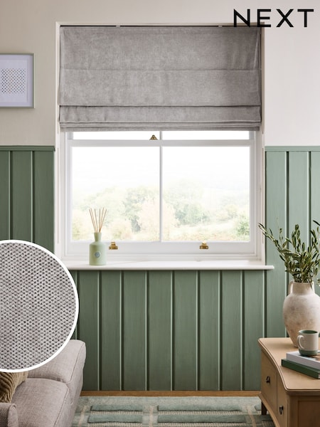Light Grey Ready Made Blackout/Thermal Roman Blind Fine Chenille (F53799) | £45 - £105
