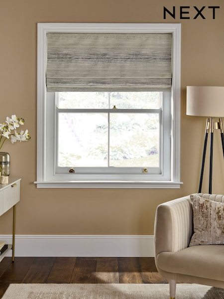 Champagne/Pewter Ready Made Blackout/Thermal Roman Blind Ombre Stripe Jacquard (F53806) | £55 - £115
