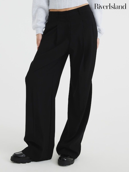 River Island Black Wide Leg Trousers (F53830) | £40
