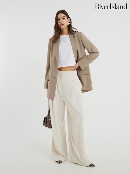 River Island Cream Wide Leg Trousers (F53850) | £40