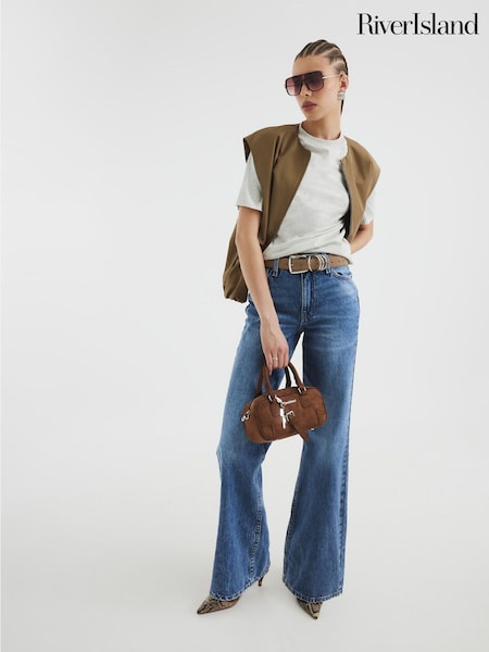 River Island Blue Relaxed Straight 100% Cotton Jeans (F53870) | £48