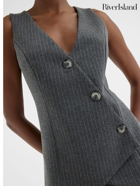 River Island Grey Button Asymmetric Waistcoat (F53906) | £32
