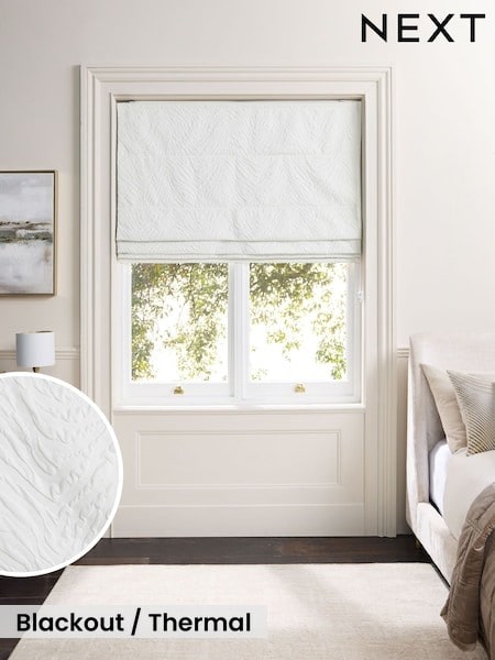Cream Ready Made Blackout/Thermal Embossed Animal Roman Blind (F53918) | £45 - £105