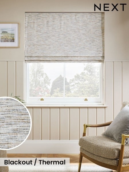 Natural Ready Made Blackout Thermal Multi Chenille Roman Blind (F53931) | £55 - £115