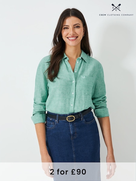 Crew Clothing Company Blue Linen Blend Shirt (F53949) | £59
