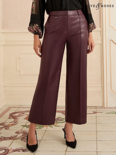 Love & Roses CHERRY PU Wide Pintuck Crop Trousers (F53992) | £49