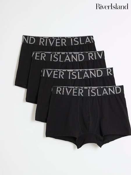 River Island Black Contrast Space Trunks 4 Pack (F54020) | £25