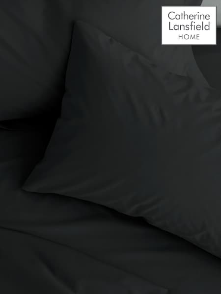 Catherine Lansfield Set of 2 Black Easy Iron Percale Pillowcases (F54135) | £10