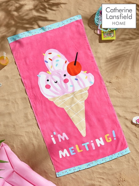 Catherine Lansfield Pink I'm Melting Cotton Beach Towel (F54141) | £11