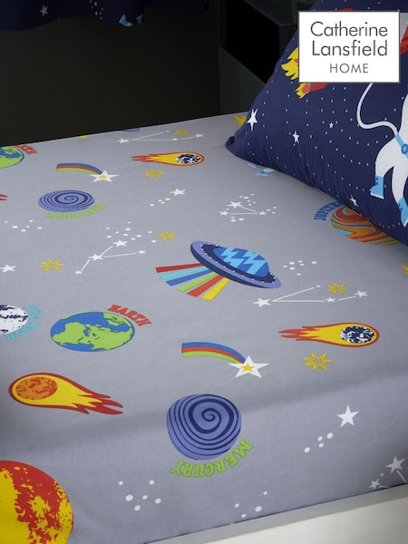 Catherine Lansfield Grey Lost In Space Fitted Sheet (F54146) | £10 - £13