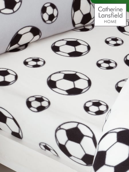 Catherine Lansfield White Cosy Football Fleece Fitted Sheet (F54165) | £10 - £15
