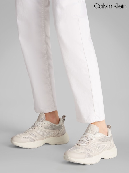 Calvin Klein Off White Retro Tennis Mesh Trainers (F54239) | £110