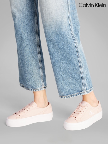Calvin Klein White Vulcanised Flatform Low Trainers (F54246) | £75