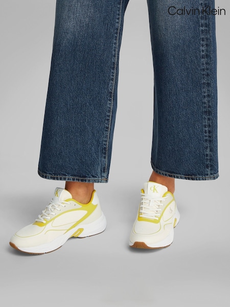 Calvin Klein White Retro Tennis Knit Trainers (F54256) | £120