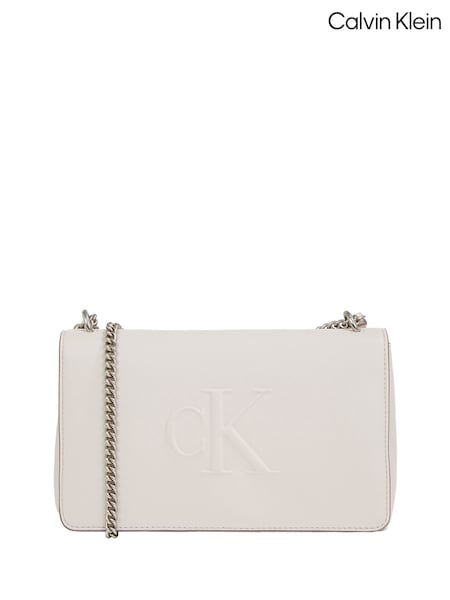 Calvin Klein White Flap Shoulder Bag (F54279) | £130