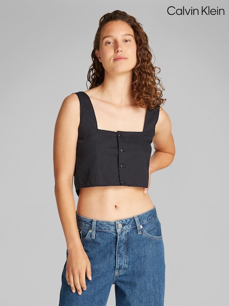 Calvin Klein Black Soft Linen Top (F54285) | £65