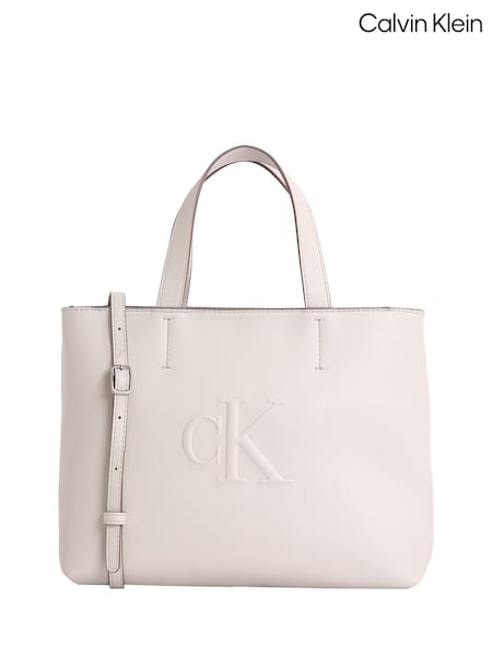 Calvin Klein White Sculpted Mini Tote Bag (F54298) | £90