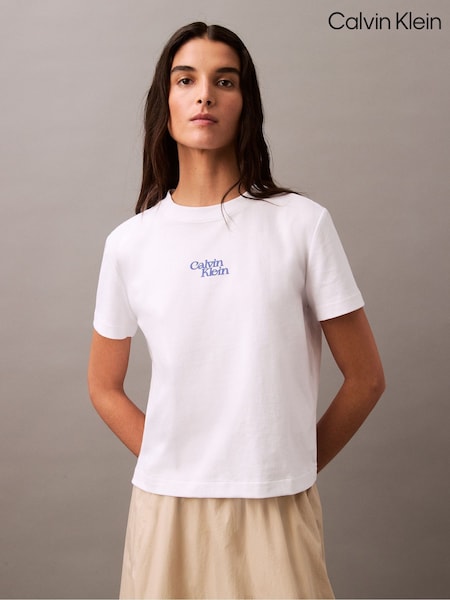 Calvin Klein White Logo 100% Cotton T-Shirt (F54301) | £35