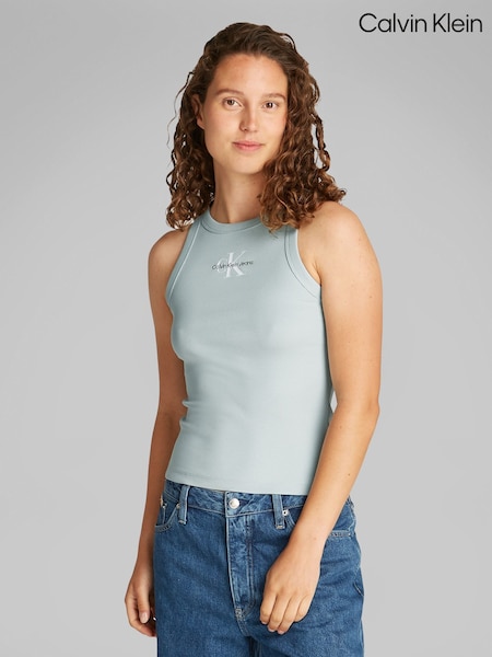 Calvin Klein Blue Monologo Rib Tank Top (F54302) | £35