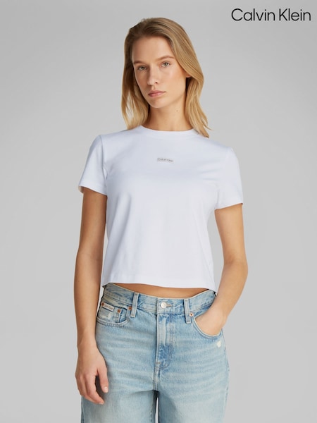 Calvin Klein White Placed Baby 100% Cotton T-Shirt (F54305) | £35