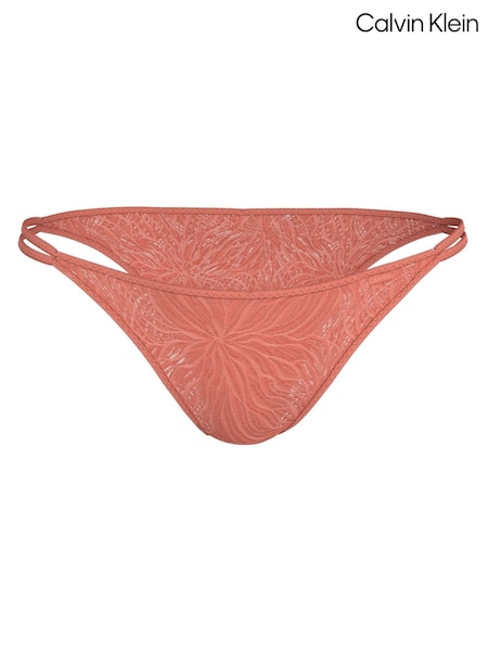 Calvin Klein Pink Sheer Marquisette Lace High Leg Thong (F54309) | £26