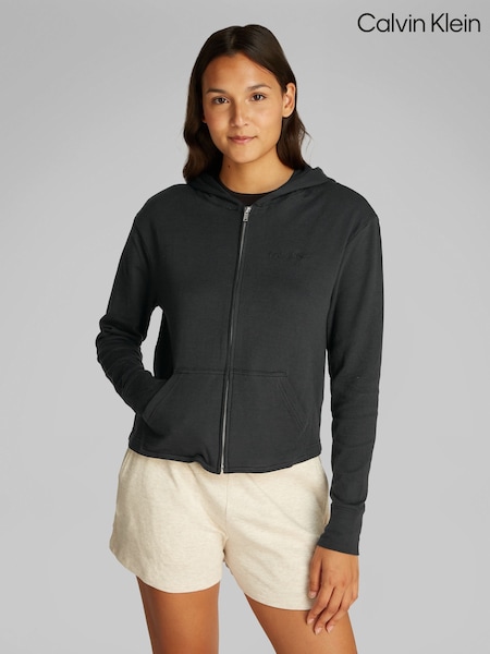 Calvin Klein Black Icon Cotton Terry Zip Lounge Hoodie (F54315) | £70