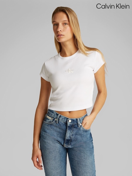 Calvin Klein White Baby Monogram T-Shirt (F54341) | £45