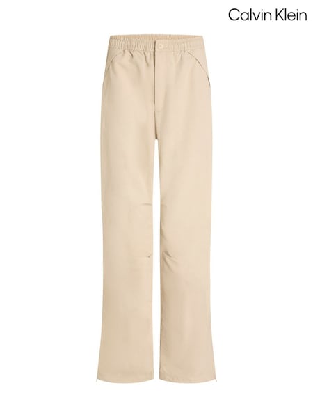 Calvin Klein White Crinkle Parachute Trousers (F54345) | £130