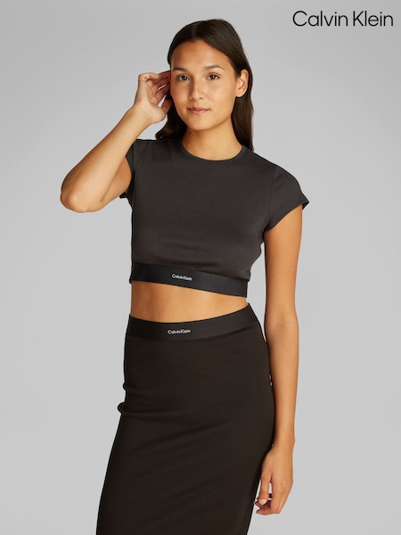 Calvin Klein Black Stretch Rib Crop T-Shirt (F54354) | £42